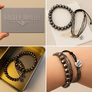 ✨ Kinsley Armelle Bracelet Set – Gunmetal Beaded & Adjustable ✨More pics Coming